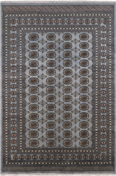 Grey Bokhara Handmade Wool Rug - 6' 1" X 9' 2"