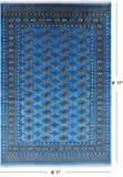 Blue Bokhara Hand Knotted Wool Rug - 6' 1" X 8' 11"