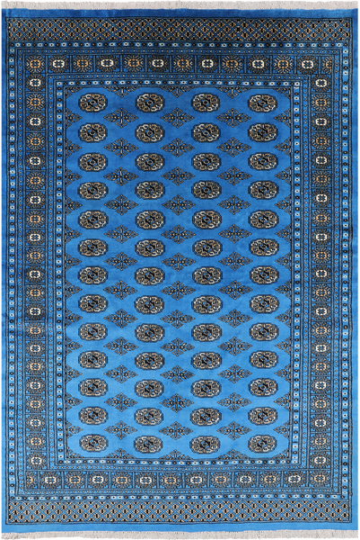 Blue Bokhara Hand Knotted Wool Rug - 6' 1" X 8' 11"