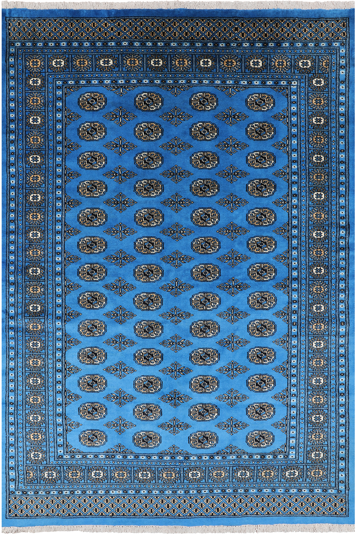 Blue Bokhara Hand Knotted Wool Rug - 6' 1" X 8' 11"