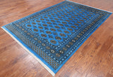 Blue Bokhara Hand Knotted Wool Rug - 6' 1" X 8' 11"
