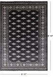 Black Bokhara Handmade Wool Rug - 5' 11" X 8' 10"