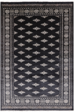 Black Bokhara Handmade Wool Rug - 5' 11" X 8' 10"