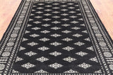 Black Bokhara Handmade Wool Rug - 5' 11" X 8' 10"