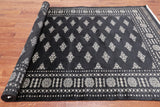 Black Bokhara Handmade Wool Rug - 5' 11" X 8' 10"
