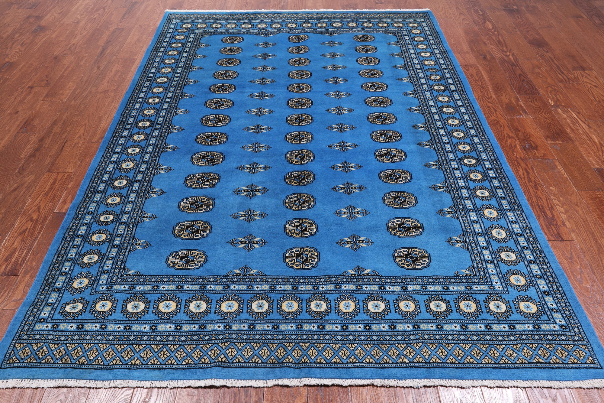 Blue Bokhara Hand-Knotted Wool Rug - 6' 1" X 8' 9"