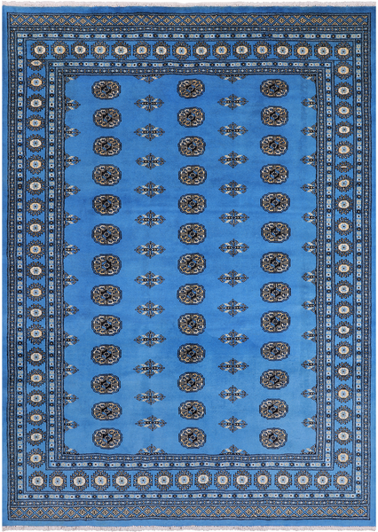 Blue Bokhara Hand-Knotted Wool Rug - 6' 1" X 8' 9"