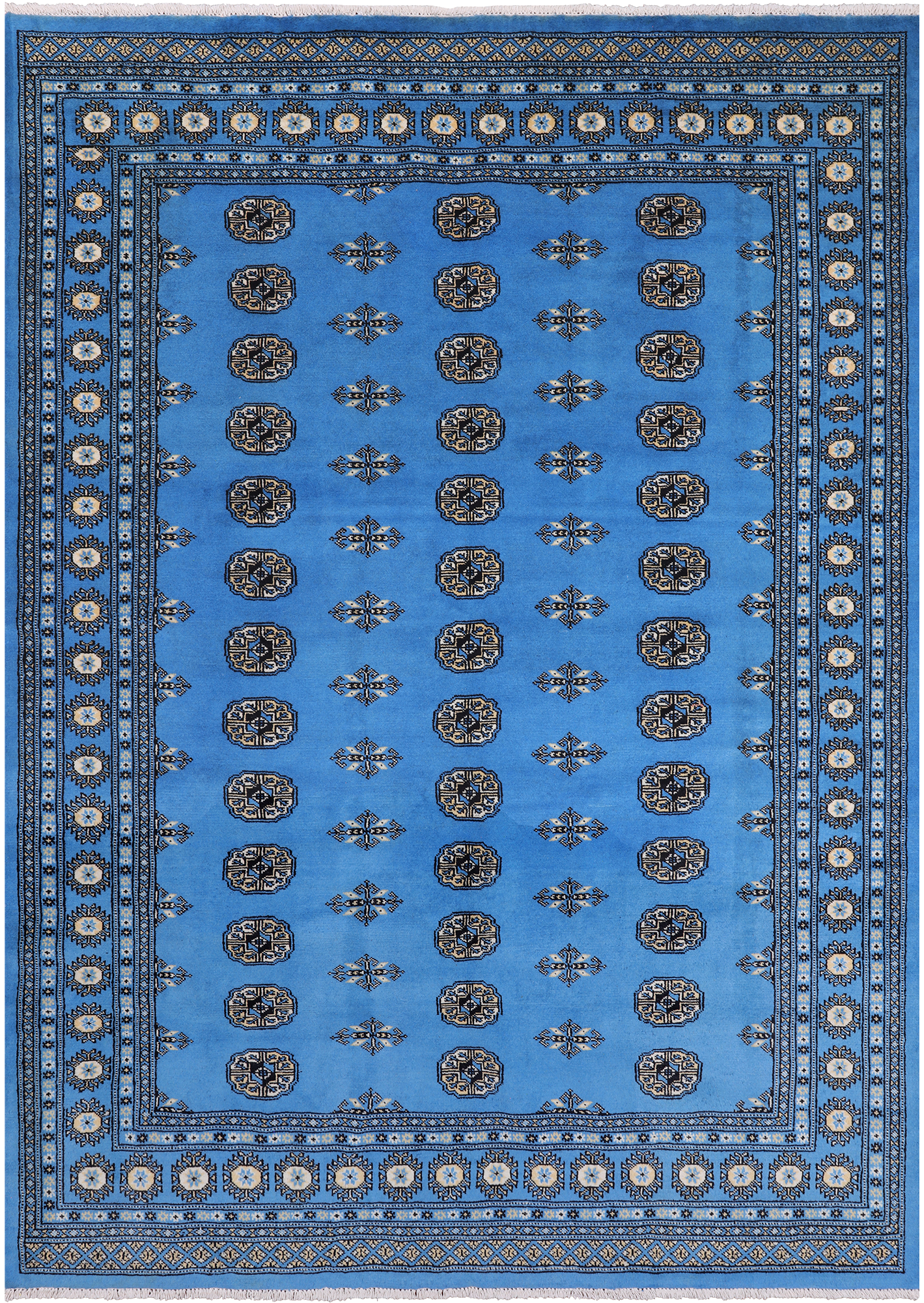 Blue Bokhara Hand-Knotted Wool Rug - 6' 1" X 8' 9"