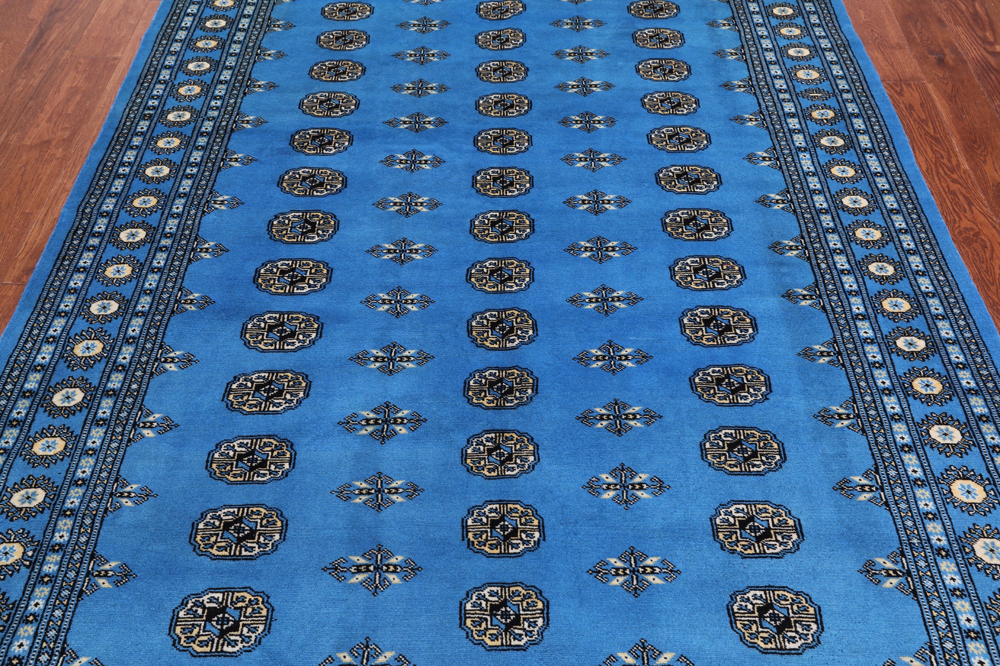 Blue Bokhara Hand-Knotted Wool Rug - 6' 1" X 8' 9"