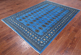 Blue Bokhara Hand-Knotted Wool Rug - 6' 1" X 8' 9"