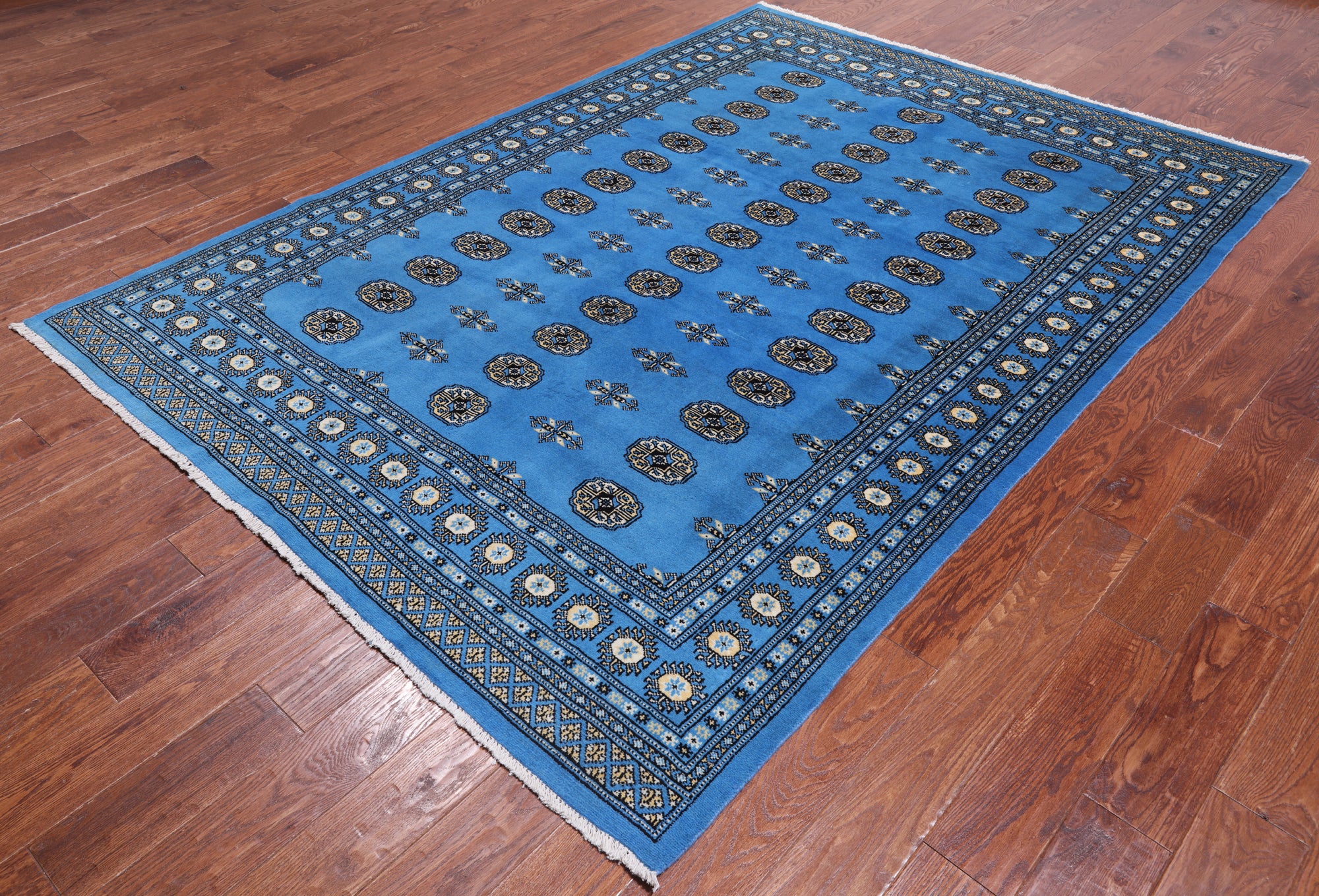 Blue Bokhara Hand-Knotted Wool Rug - 6' 1" X 8' 9"