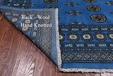 Blue Bokhara Hand-Knotted Wool Rug - 6' 1" X 8' 9"
