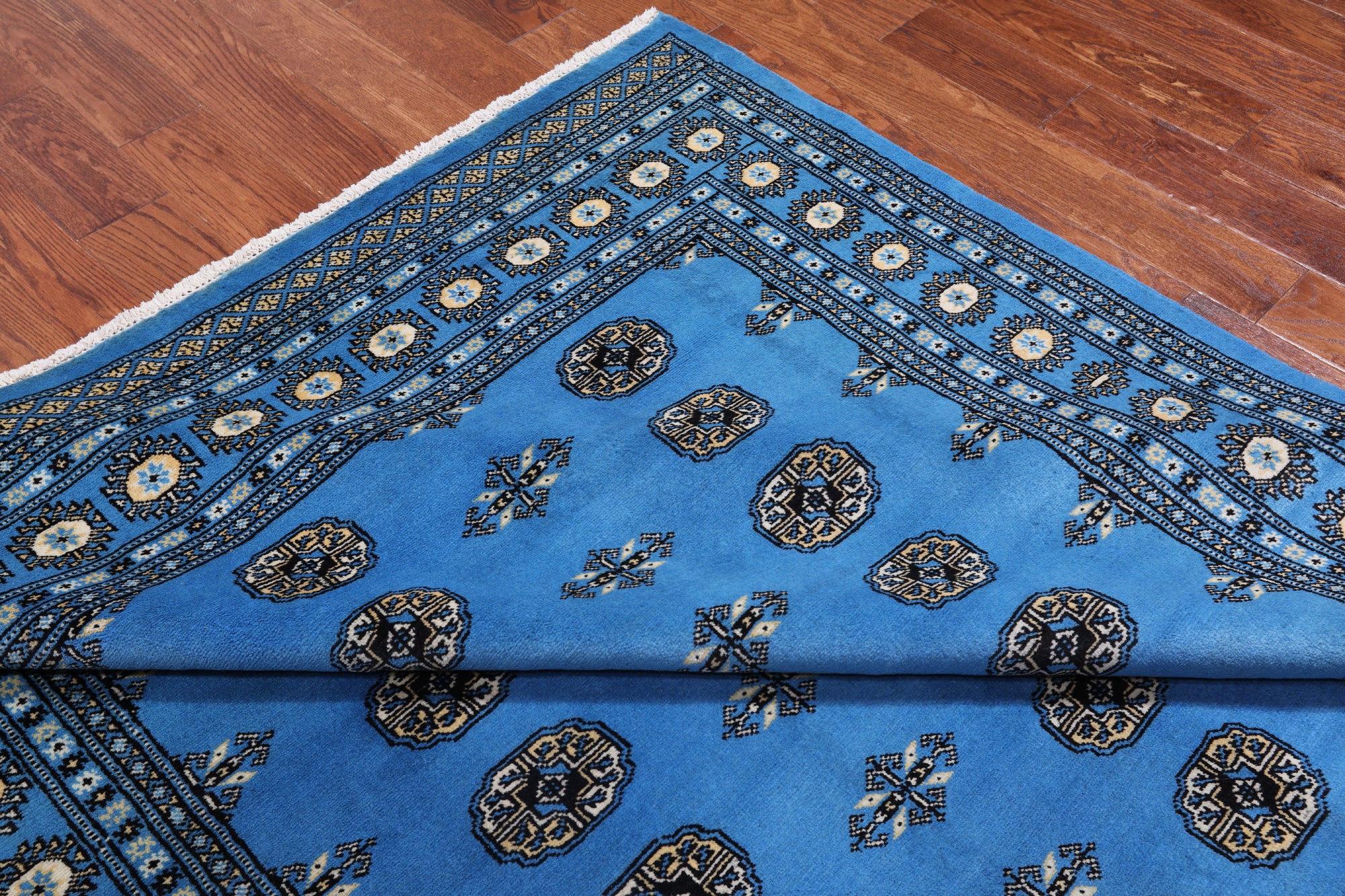 Blue Bokhara Hand-Knotted Wool Rug - 6' 1" X 8' 9"