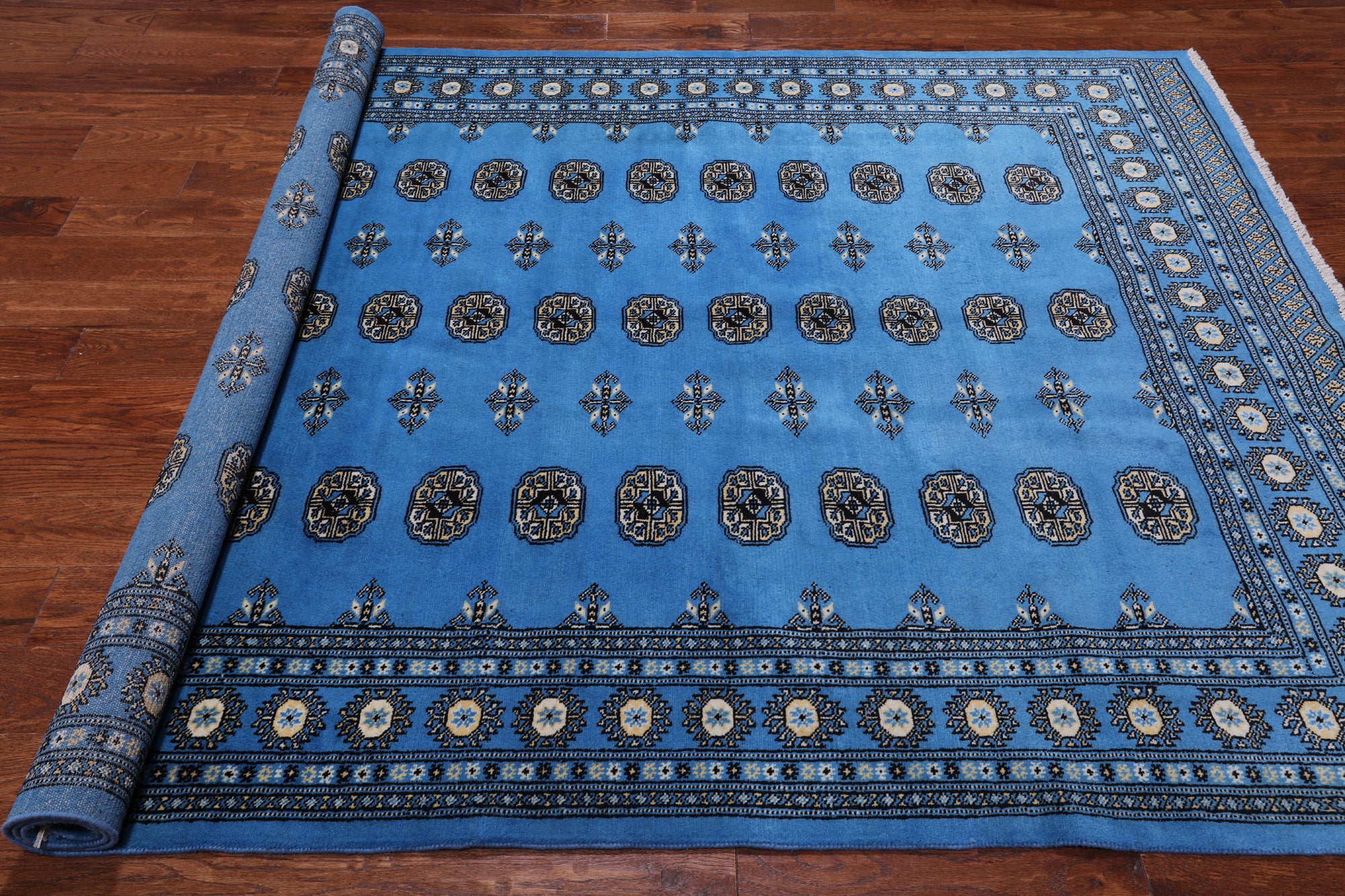 Blue Bokhara Hand-Knotted Wool Rug - 6' 1" X 8' 9"