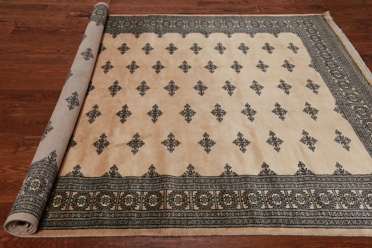 Beige Bokhara Hand-Knotted Wool Rug - 6' 2" X 9' 1"