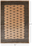 Beige Bokhara Hand-Knotted Wool Rug - 6' 2" X 9' 1"