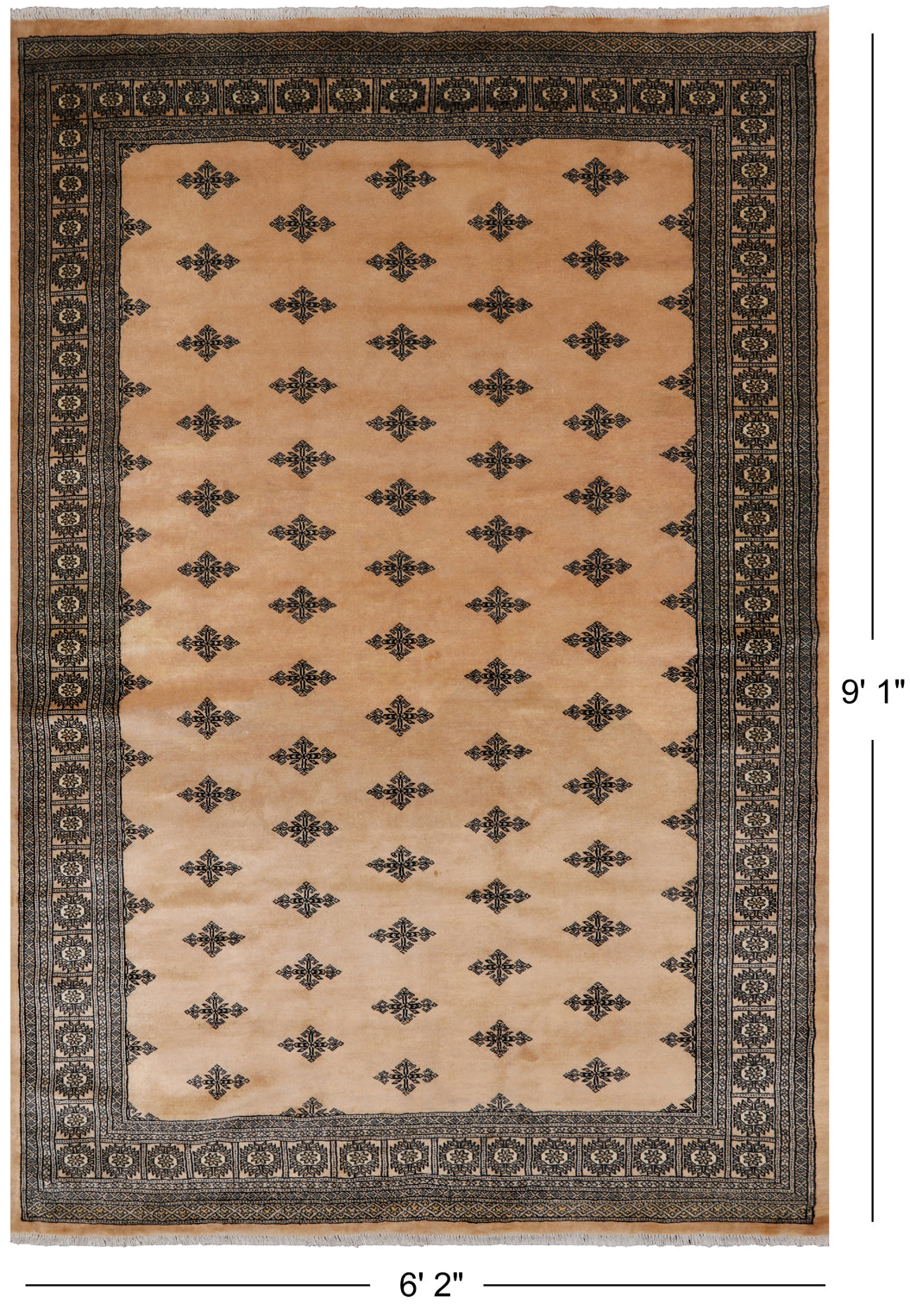 Beige Bokhara Hand-Knotted Wool Rug - 6' 2" X 9' 1"