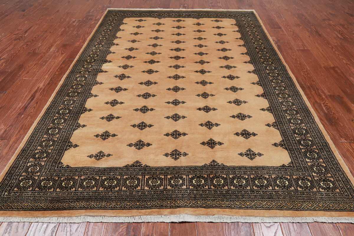 Beige Bokhara Hand-Knotted Wool Rug - 6' 2" X 9' 1"