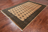 Beige Bokhara Hand-Knotted Wool Rug - 6' 2" X 9' 1"