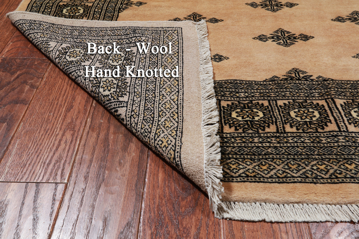 Beige Bokhara Hand-Knotted Wool Rug - 6' 2" X 9' 1"