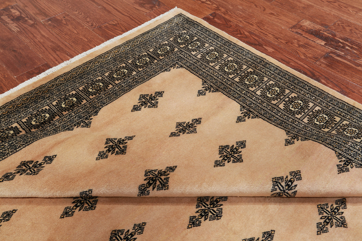Beige Bokhara Hand-Knotted Wool Rug - 6' 2" X 9' 1"