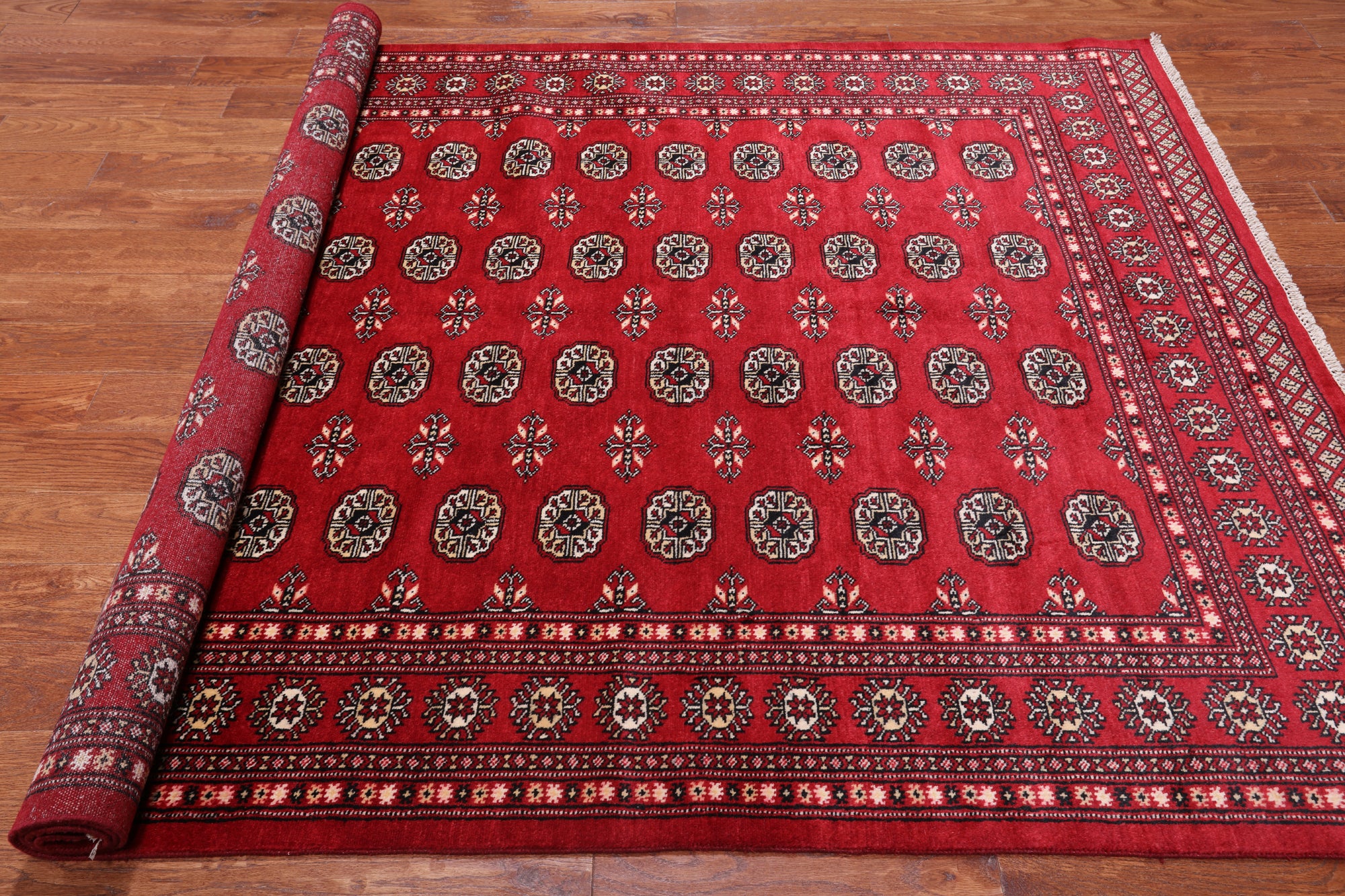 Red Bokhara Hand Knotted Wool Rug - 6' 2" X 8' 9"