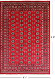 Red Bokhara Hand Knotted Wool Rug - 6' 2" X 8' 9"