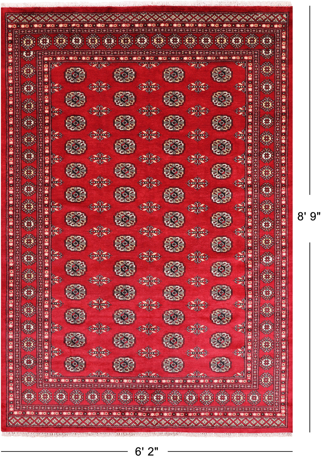 Red Bokhara Hand Knotted Wool Rug - 6' 2" X 8' 9"