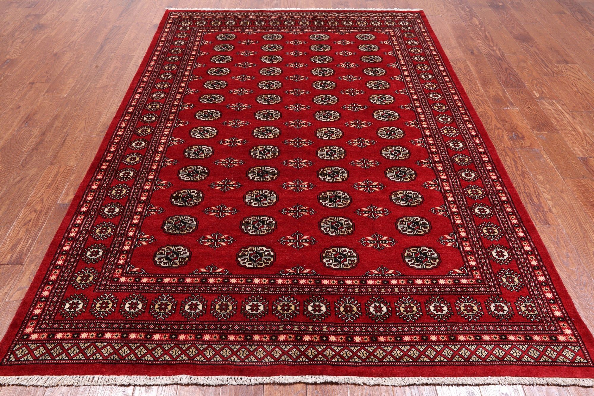 Red Bokhara Hand Knotted Wool Rug - 6' 2" X 8' 9"