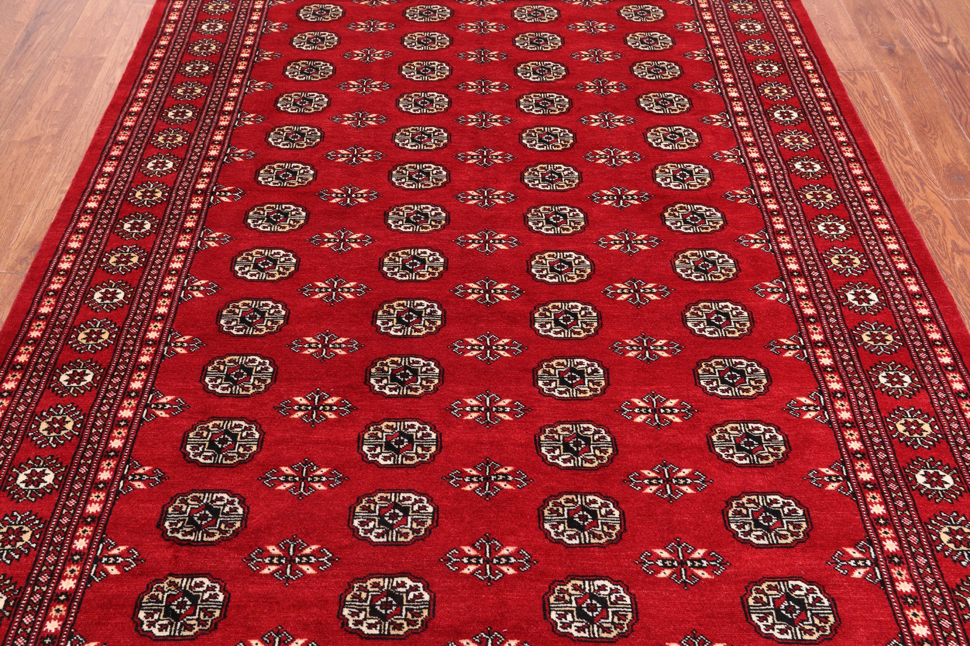 Red Bokhara Hand Knotted Wool Rug - 6' 2" X 8' 9"