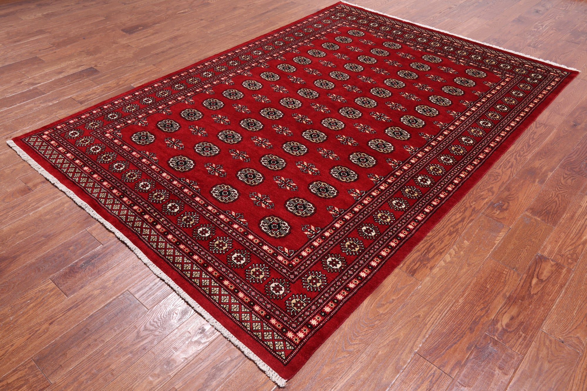 Red Bokhara Hand Knotted Wool Rug - 6' 2" X 8' 9"
