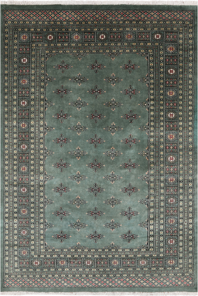 Green Bokhara Hand Knotted Wool Rug - 6' 0" X 8' 8"
