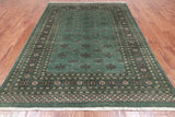 Green Bokhara Hand Knotted Wool Rug - 6' 0" X 8' 8"