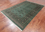 Green Bokhara Hand Knotted Wool Rug - 6' 0" X 8' 8"
