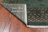 Green Bokhara Hand Knotted Wool Rug - 6' 0" X 8' 8"