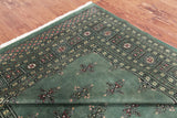 Green Bokhara Hand Knotted Wool Rug - 6' 0" X 8' 8"
