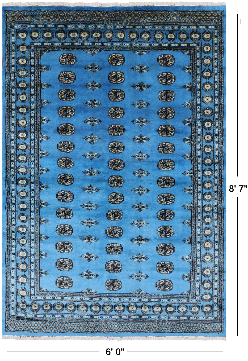 Blue Bokhara Hand-Knotted Wool Rug - 6' 0" X 8' 7"