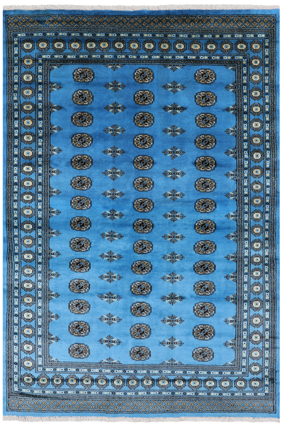 Blue Bokhara Hand-Knotted Wool Rug - 6' 0" X 8' 7"