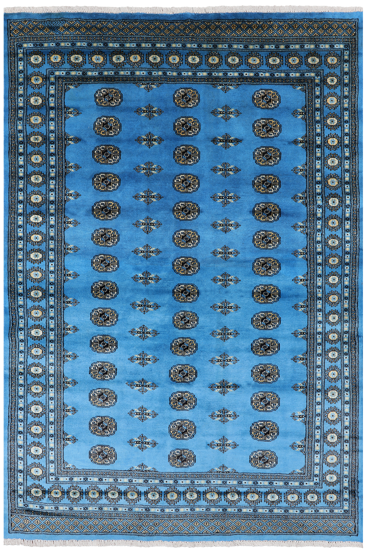 Blue Bokhara Hand-Knotted Wool Rug - 6' 0" X 8' 7"