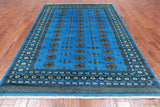 Blue Bokhara Hand-Knotted Wool Rug - 6' 0" X 8' 7"