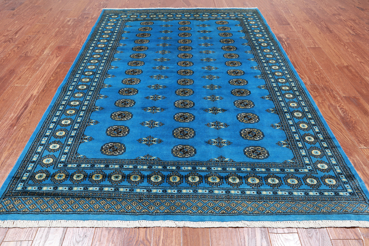 Blue Bokhara Hand-Knotted Wool Rug - 6' 0" X 8' 7"