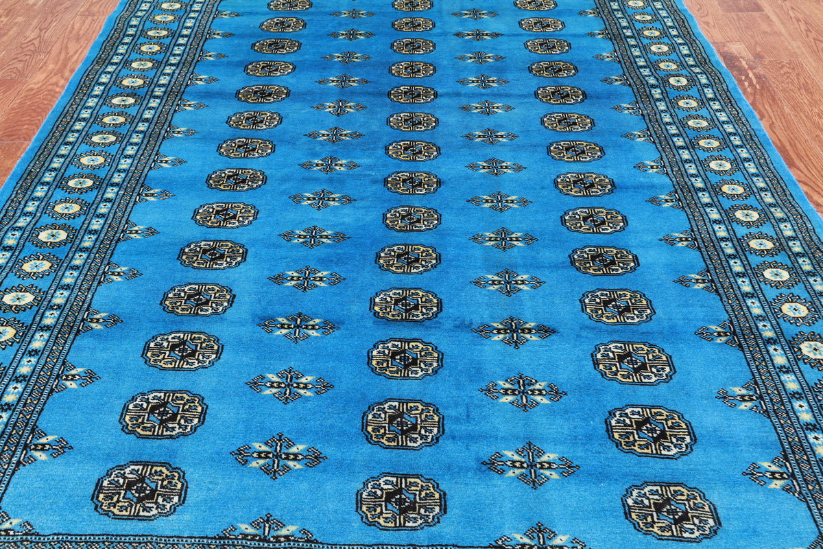 Blue Bokhara Hand-Knotted Wool Rug - 6' 0" X 8' 7"