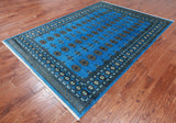 Blue Bokhara Hand-Knotted Wool Rug - 6' 0" X 8' 7"