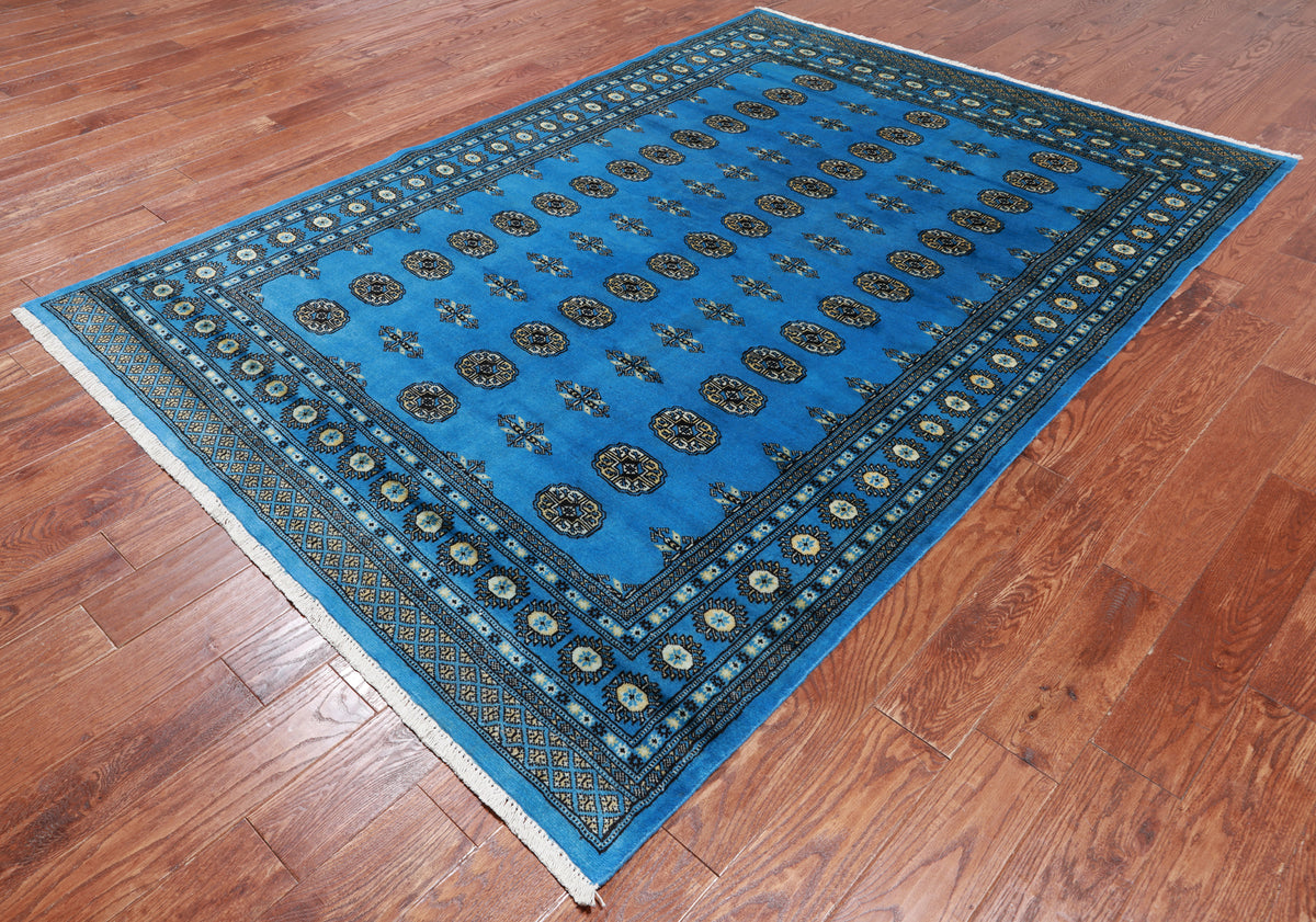 Blue Bokhara Hand-Knotted Wool Rug - 6' 0" X 8' 7"