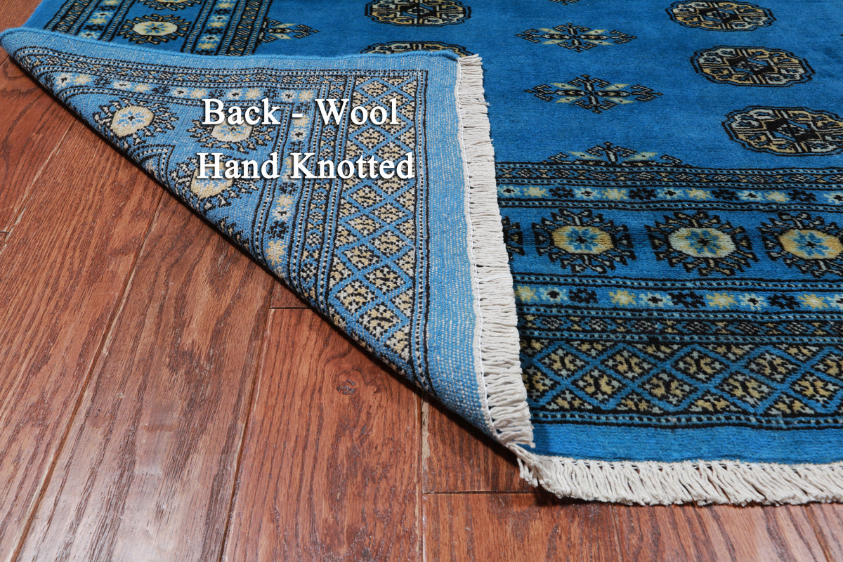 Blue Bokhara Hand-Knotted Wool Rug - 6' 0" X 8' 7"