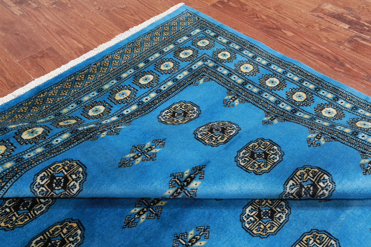 Blue Bokhara Hand-Knotted Wool Rug - 6' 0" X 8' 7"