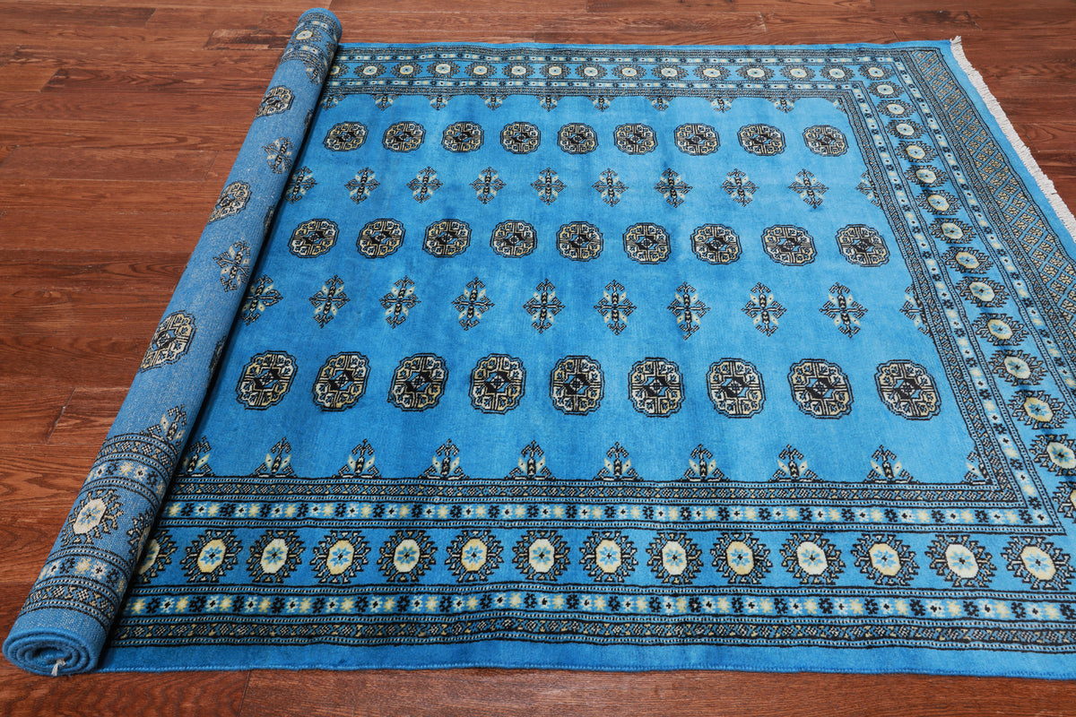 Blue Bokhara Hand-Knotted Wool Rug - 6' 0" X 8' 7"