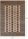 Ivory Bokhara Handmade Wool Rug - 6' 0" X 8' 8"