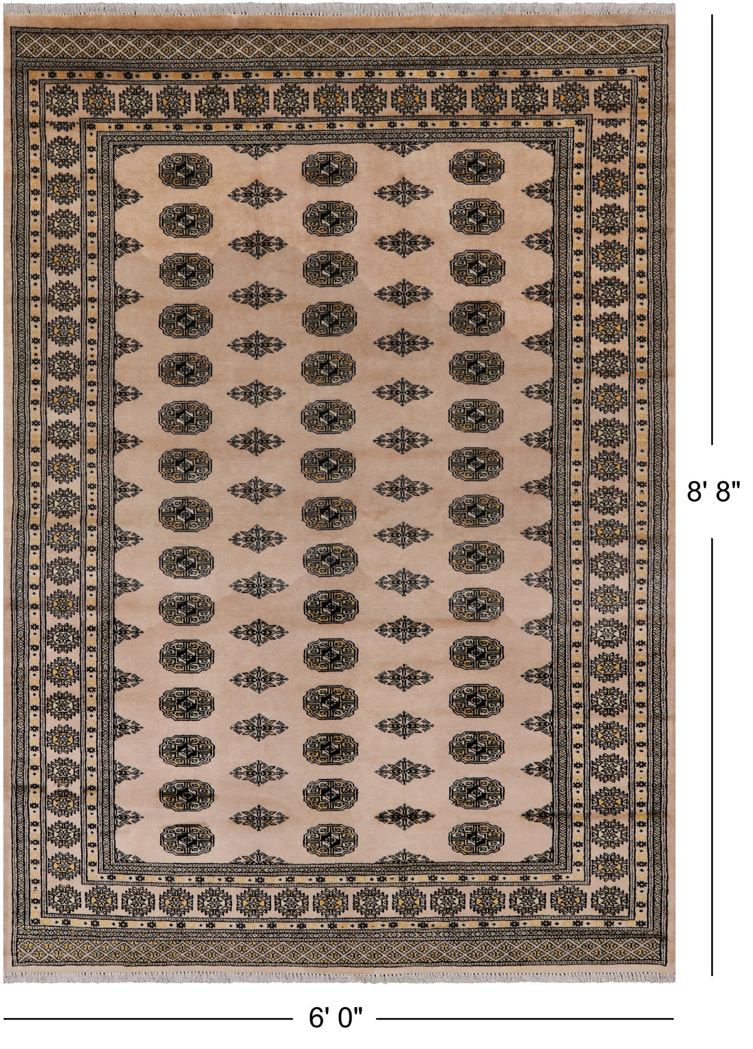 Ivory Bokhara Handmade Wool Rug - 6' 0" X 8' 8"