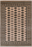 Ivory Bokhara Handmade Wool Rug - 6' 0" X 8' 8"